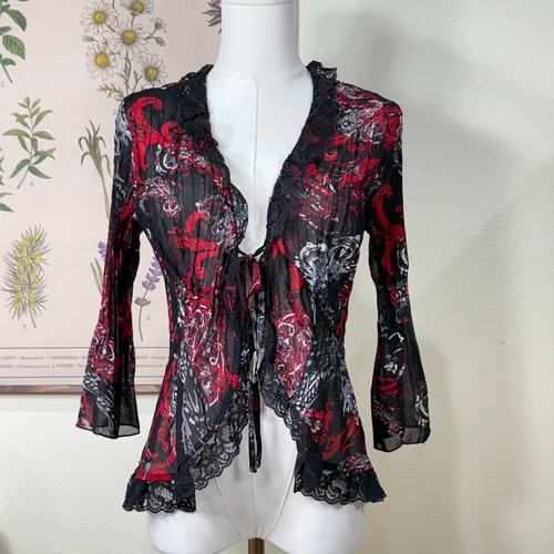 Y2k paisley lace tie front - tie,